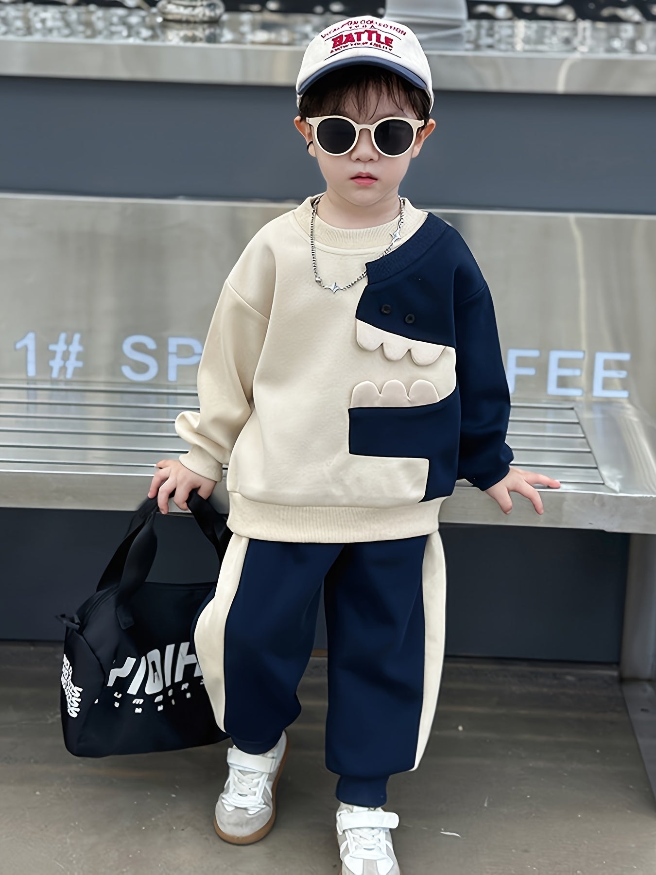 Boys' Teeth Set 2025 Spring/Fall New Stylish Casual Sweatshirt Two-Piece Outfit Cartoon Clothes, Perfect for, Boys Outfit Sets, Boys Sets, Boys Co Ord Set, Stylish Clothes For Boys, Little Boys Clothes, Boys Set Clothes, Boys Sweatshirts, Track Suit For