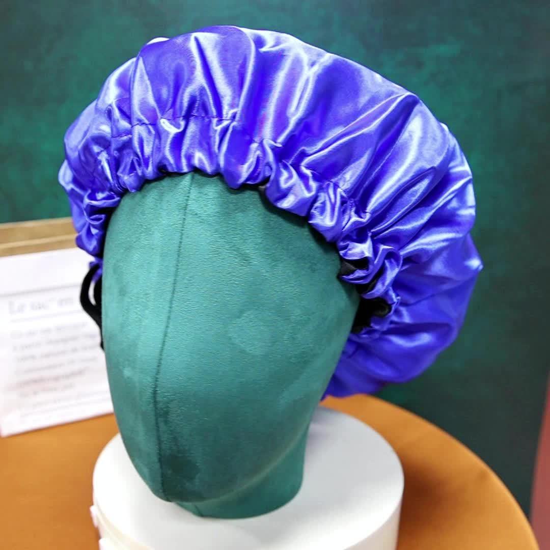 [Satin Sleep Bonnet] Double Layer Satin Bonnet For Sleeping - Adjustable Bonnet For Curly Hair - Large Satin Lined Sleep Cap For Women