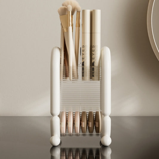 1-11pcs Makeup Brush Storage Box - Premium Cosmetic Organizer with Large Capacity, Lightweight Plastic Design, Freestanding Desktop Lipstick Holder Rack for Beauty Essentials, Beauty Essentials Organizer|Elegant White & Black Design|Durable Plastic Mater