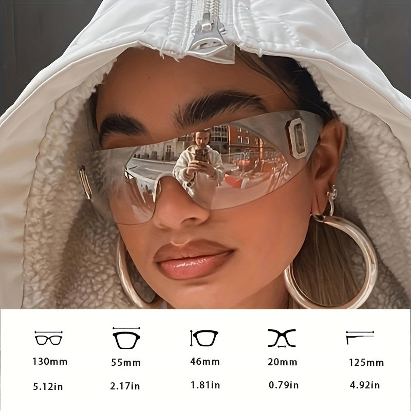 1pc Large Frame Y2K Fashion Glasses - Oversized Round Frame with Clear Lens, Durable PC Material, Stylish for Men & Women, Perfect for Casual Wear, Parties