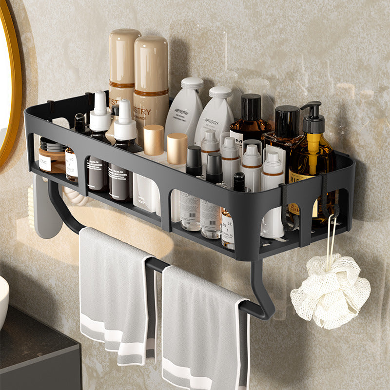 Double Layers Multi-Functional Space ABS Hook Storage Rack, Sucker Wall-Mounted Folding Design for Space Saving for Home, Bathroom, Hotel, Rental Properties Bath Towels, Clothes, Towels, Bath Bombs, Keys