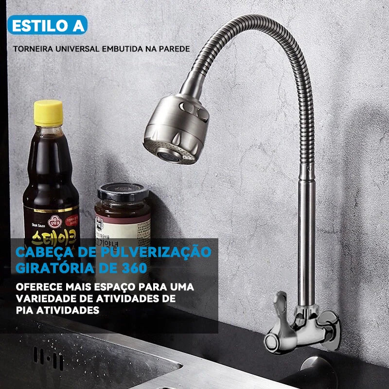 Sleek Wall-Mounted Kitchen Faucet for Gourmet Culinary Spaces