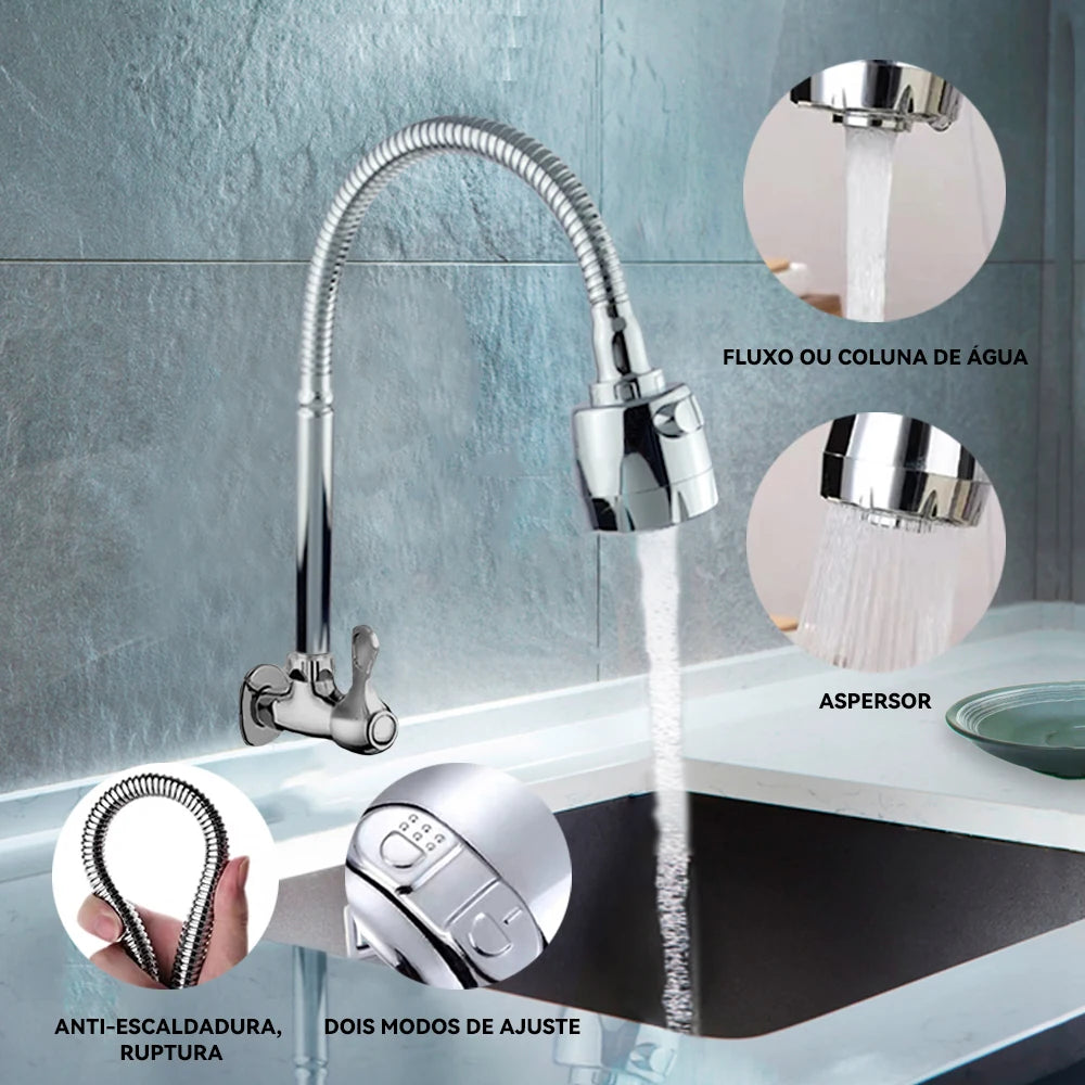 Sleek Wall-Mounted Kitchen Faucet for Gourmet Culinary Spaces