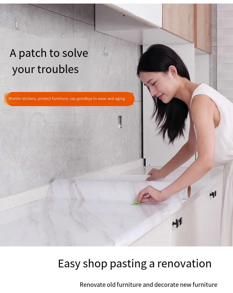 40cm marble self-adhesive wallpaper bathroom kitchen cabinet countertop contact paper PVC waterproof wall sticker