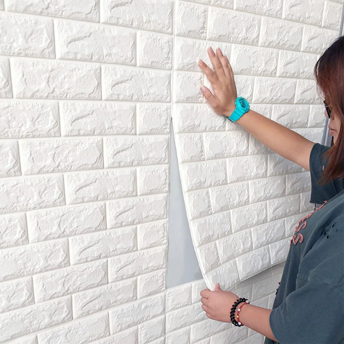 Wallpaper Home brick Foam Panels 3D Wall Stickers Self-adhesive DIY Embossed Stone Wallpaper Home Decor Living Room Kitchen