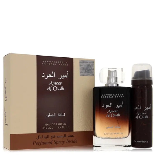 UD_Ameer Al Oudh by Lattafa Gift Set -- 3.4 oz Eau De Parfum Spray + 1.7 oz Perfumed Spray for Men