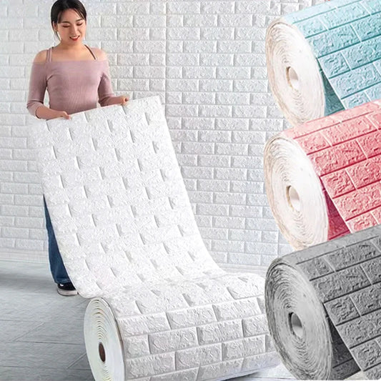 Wallpaper Home brick Foam Panels 3D Wall Stickers Self-adhesive DIY Embossed Stone Wallpaper Home Decor Living Room Kitchen