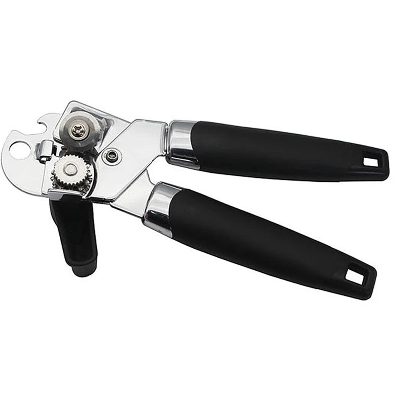 3 in 1 Professional Manual Stainless Steel Cans Opener Practical Unique Kitchen Tools Corkscrew Handle Grip Bottle Opener 1PC
