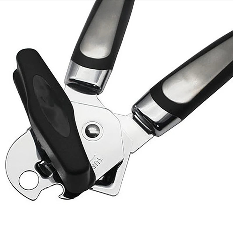 3 in 1 Professional Manual Stainless Steel Cans Opener Practical Unique Kitchen Tools Corkscrew Handle Grip Bottle Opener 1PC
