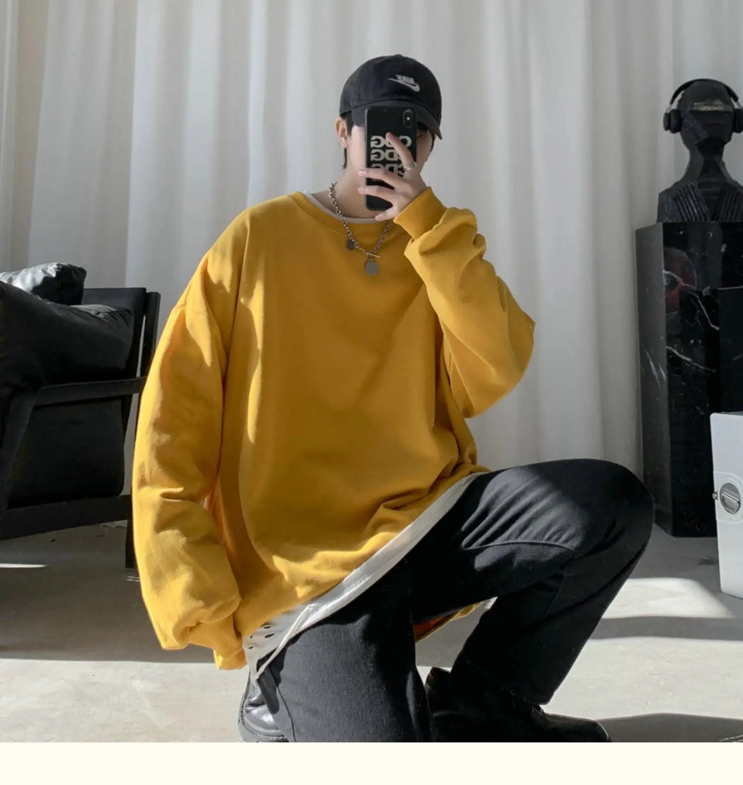 2025 Hoodies Sweatshirt Mens Black White Hip Hop Punk Pullover Streetwear Casual Fashion Clothes Mens Oversized Korean Harajuku