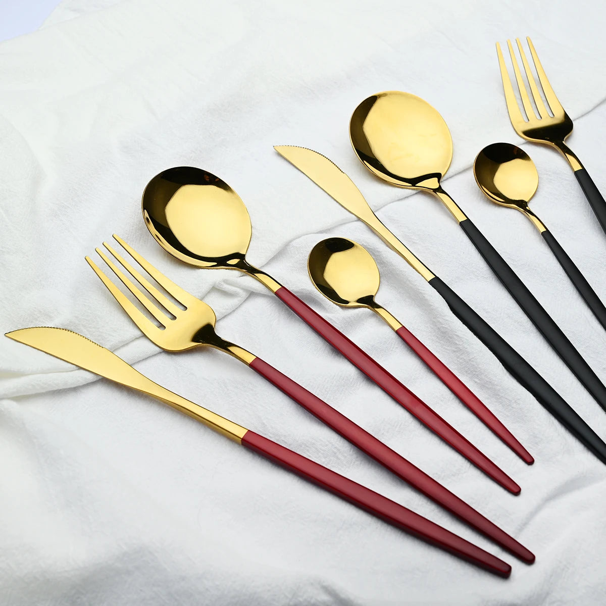 24Pcs/Set Stainless Steel Dinnerware Set Mix Gold Cutlery Set Dinner Knife Fork Coffee Spoon Tableware Kitchen Silverware Sets