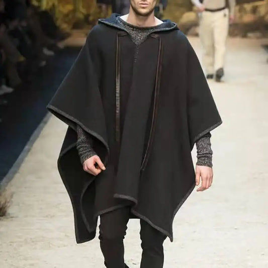 Vintage Poncho Men Oversized Hooded Irregular Trench Punk Male Outerwear Fashion Coats Cloak Hood Letter Print Cape Female