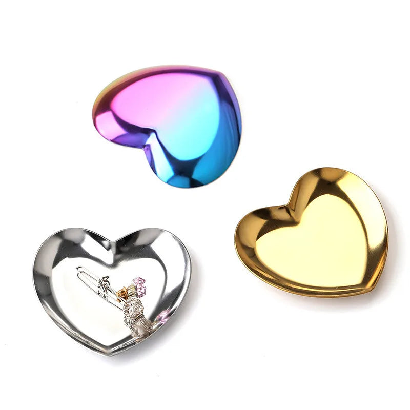 Stainless Steel European Jewelry Storage Tray Metal Cosmetic Storage Oval Cake Fruit Dessert Tray Snack Plate Kitchen Organizer