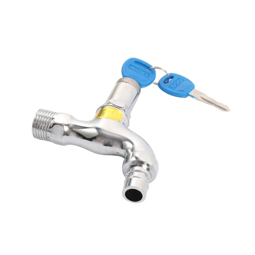 Portable  Anti-theft Faucet Water Tap with Lock Key Alloy Body Single Hole Key Switch Faucet Bibcocks for Kitchen Outdoor Garden