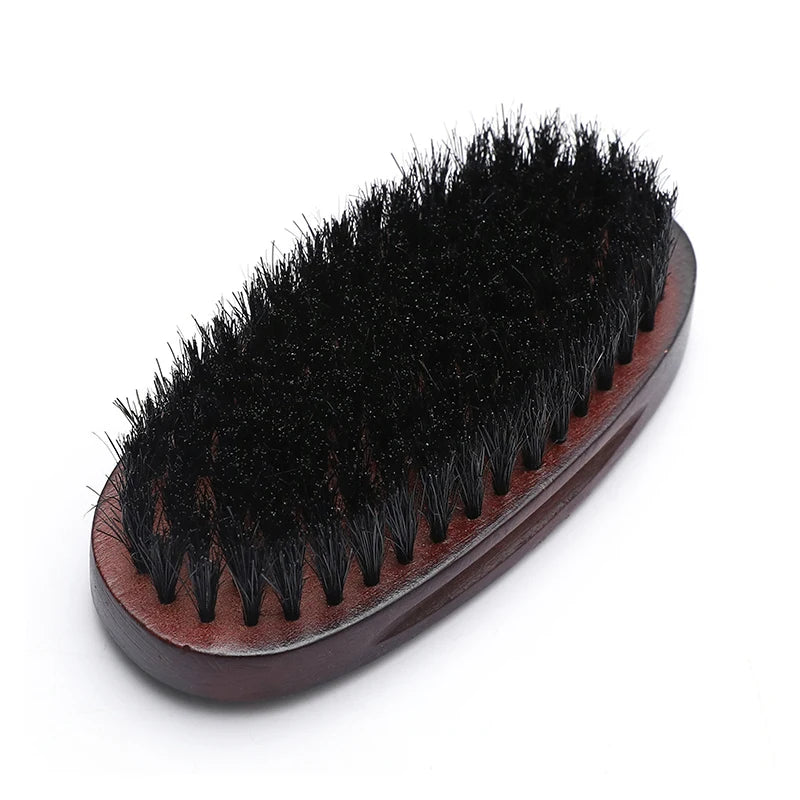 Men's Hair Beard Brush Natural Wood Comb Boar Bristle Brush For Beard & Moustache Facial Hair Grooming Brush Gift Male Kit Barba