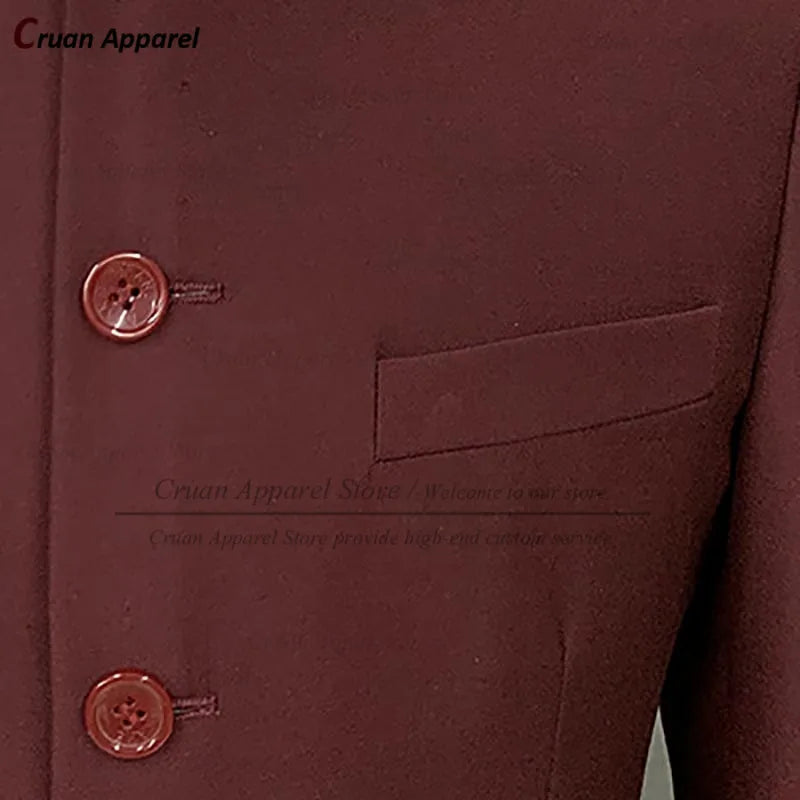 New Classic Chinese Tunic Suit Wedding Men Suit Set Slim fit Groomsman Groom Tuxedo Luxury Dinner Stand Collar Blazer Pants 2Pcs