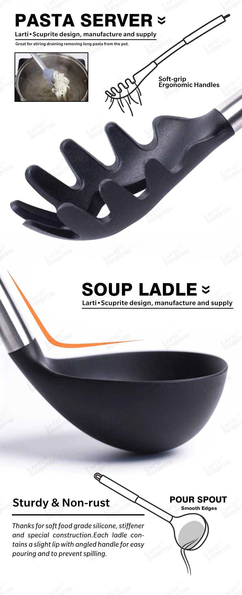 1-Pack Silicone Kitchenware Cooking Utensils Kitchen Accessories Spatula Turner Heat-resistant Soup Spoon Pasta Colander Shovel