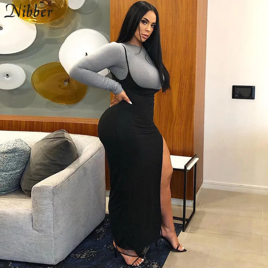 NIBBER black sexy camis dresses women party long dress beach vacation new year 2024 spring summer new slim soft stretch fashion