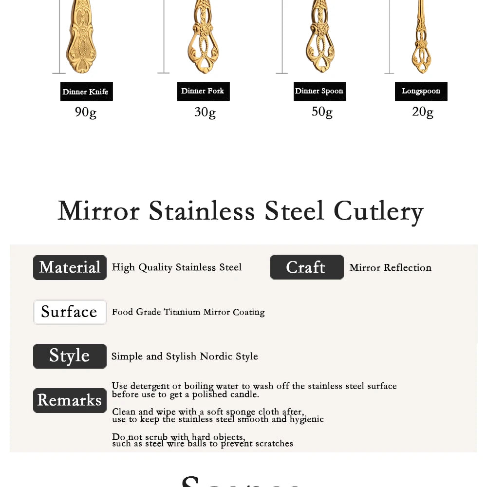 Royal Flatware Cutlery Set Silver Stainless Steel Dinnerware Western KnifeTea Spoon Fork Silverware Tableware Kitchen Set