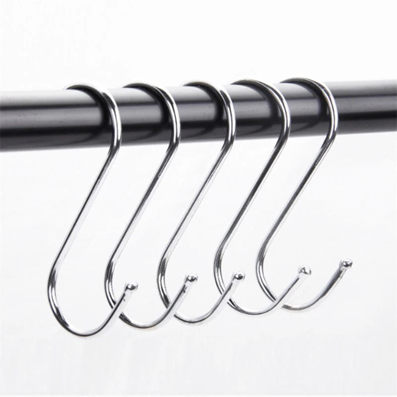 10pcs Stainless Steel S Hooks with Sharp Tip Utensil Meat Clothes Hanger Hanging Hooks for Butcher Shop Kitchen Baking Tools