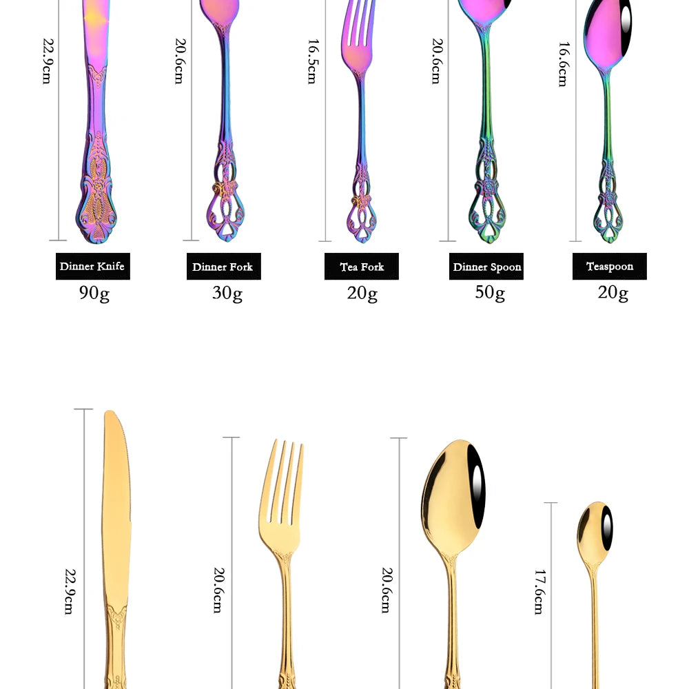 Royal Flatware Cutlery Set Silver Stainless Steel Dinnerware Western KnifeTea Spoon Fork Silverware Tableware Kitchen Set