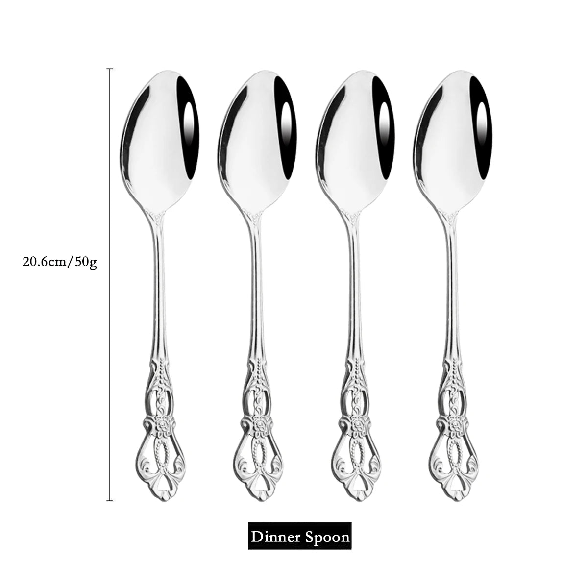 Royal Flatware Cutlery Set Silver Stainless Steel Dinnerware Western KnifeTea Spoon Fork Silverware Tableware Kitchen Set