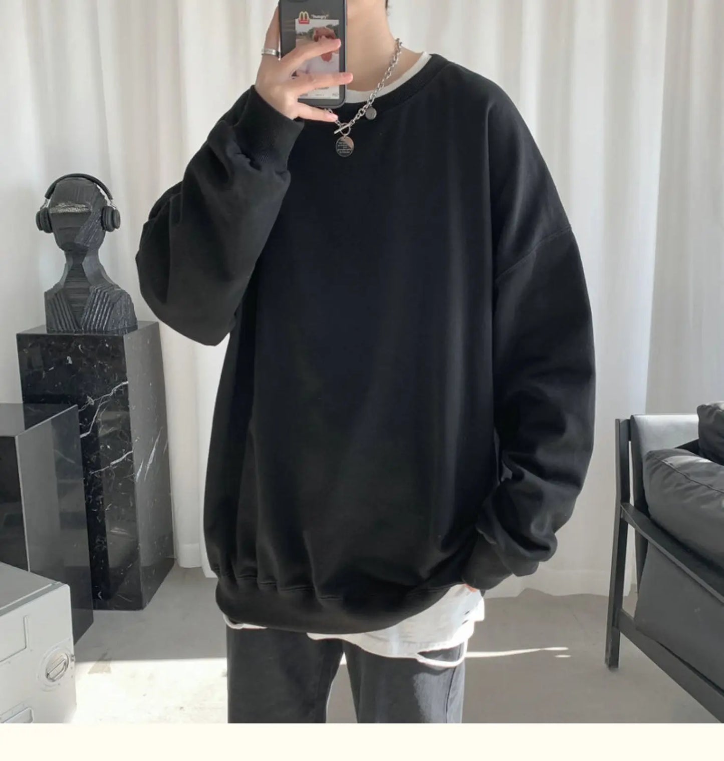 2025 Hoodies Sweatshirt Mens Black White Hip Hop Punk Pullover Streetwear Casual Fashion Clothes Mens Oversized Korean Harajuku