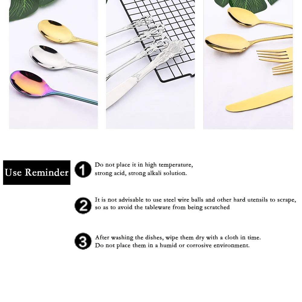 Royal Flatware Cutlery Set Silver Stainless Steel Dinnerware Western KnifeTea Spoon Fork Silverware Tableware Kitchen Set