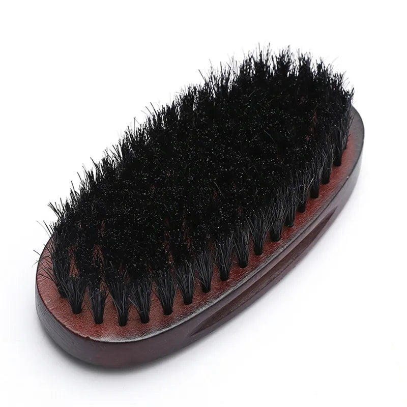 Men's Hair Beard Brush Natural Wood Comb Boar Bristle Brush For Beard & Moustache Facial Hair Grooming Brush Gift Male Kit Barba