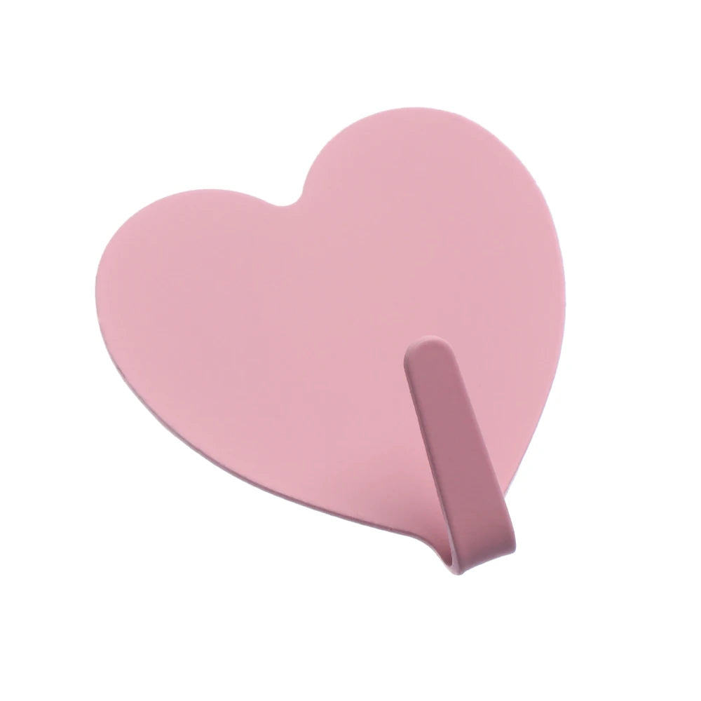 1pc Metal Heart-shaped  Cartoon Chef Shape Strong Adhesive Paste Wall Bearing Kitchen Hook No Trace Waterproof Bathroom Supplies