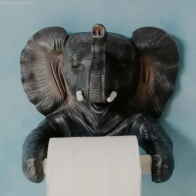 Resin Animal Toilet Paper Stand Resin Dog Dinosaur Elephant Frog  Paper Towel Holder  Paper Cover Box  Kitchen Paper Holder