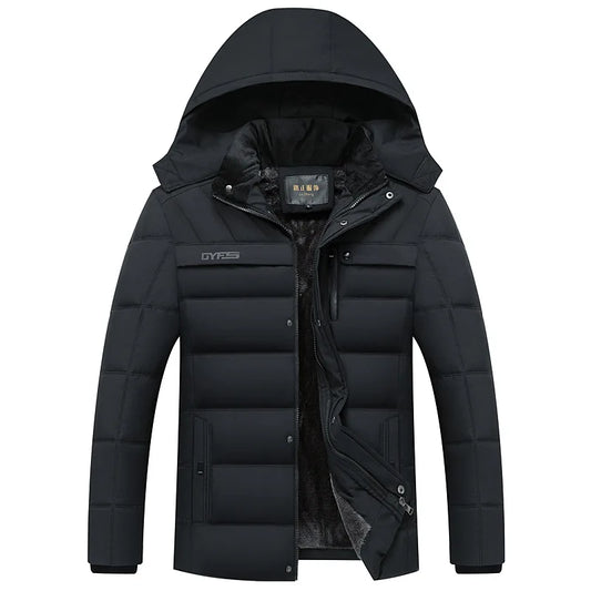 2025 New Fashion Fleece Hooded Winter Coat Men Thick Warm Mens Winter Jacket Windproof Gift For Father Husband Parka