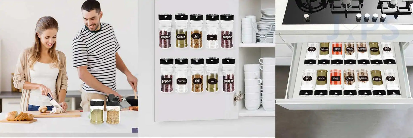 4/10/15/20pcs Spice Jars with Labels Plastic Transparent Spice Bottle Containers for Spice Pepper Salt Cocina Kitchen Spice Jar
