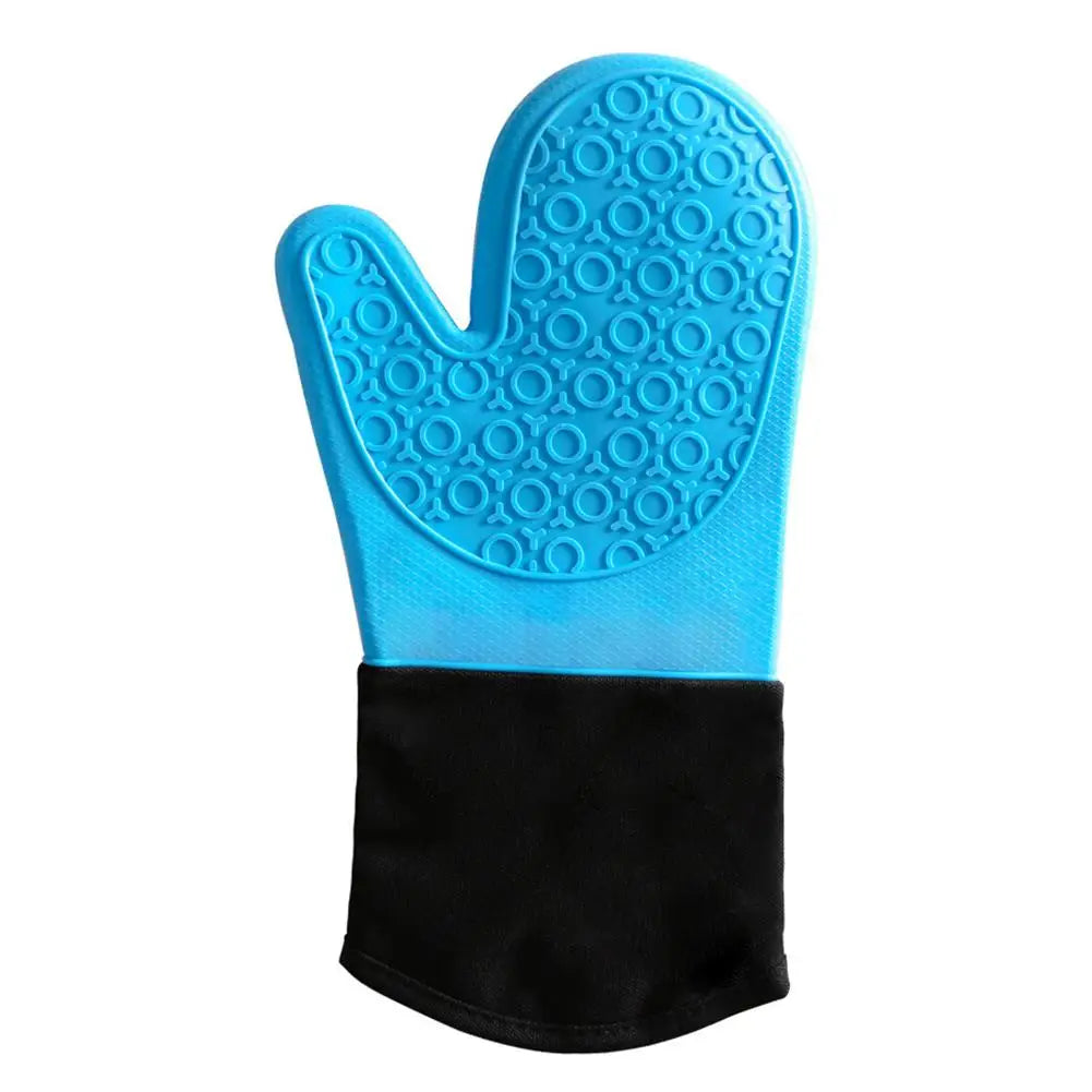 Non-Slip Silicone Oven Mitt Waterproof Heat Resistant Kitchen Gloves Long Cotton Bbq Oven Gloves for Barbecue Cooking Baking