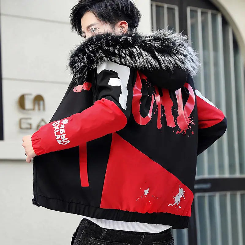 2023 Fashion Winter Jacket Men Big Cool Fur Collar Casual Parka Outwear Thicken Warm Hooded Coat Mens Winter Jackets And Coats
