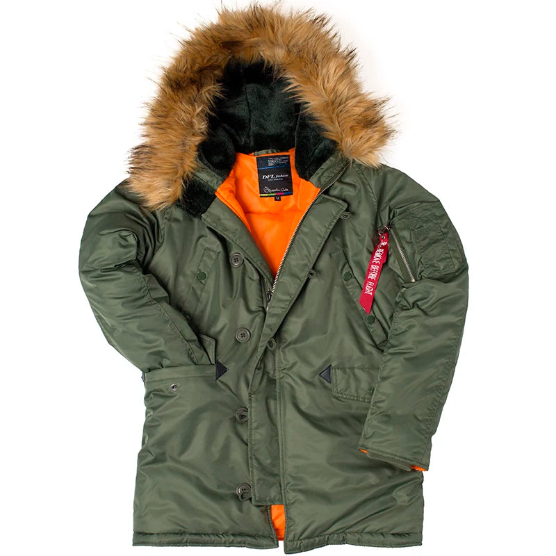 2025 Winter N3B puffer men long Куртка аляска coat military fur hood warm tactical bomber army korean thick parka