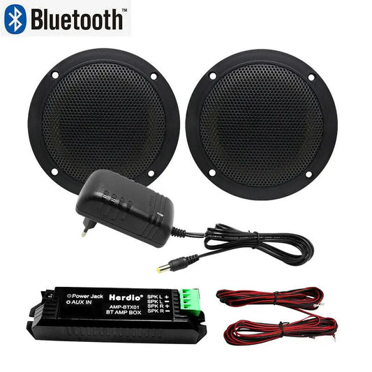 Herdio 4'' Waterproof Marine Bluetooth Ceiling Speakers For Bathroom Kitchen Home Outdoor Camper Golf Cart Boat With Flush Mount