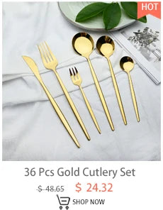 24Pcs/Set Stainless Steel Dinnerware Set Mix Gold Cutlery Set Dinner Knife Fork Coffee Spoon Tableware Kitchen Silverware Sets