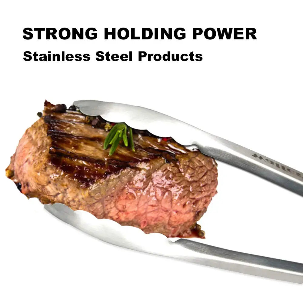WALFOS BBQ Grilling Tong Salad Serving Food Tong Stainless Steel Metal Kitchen Tongs Barbecue Cooking Locking Tong Food BBQ Clip