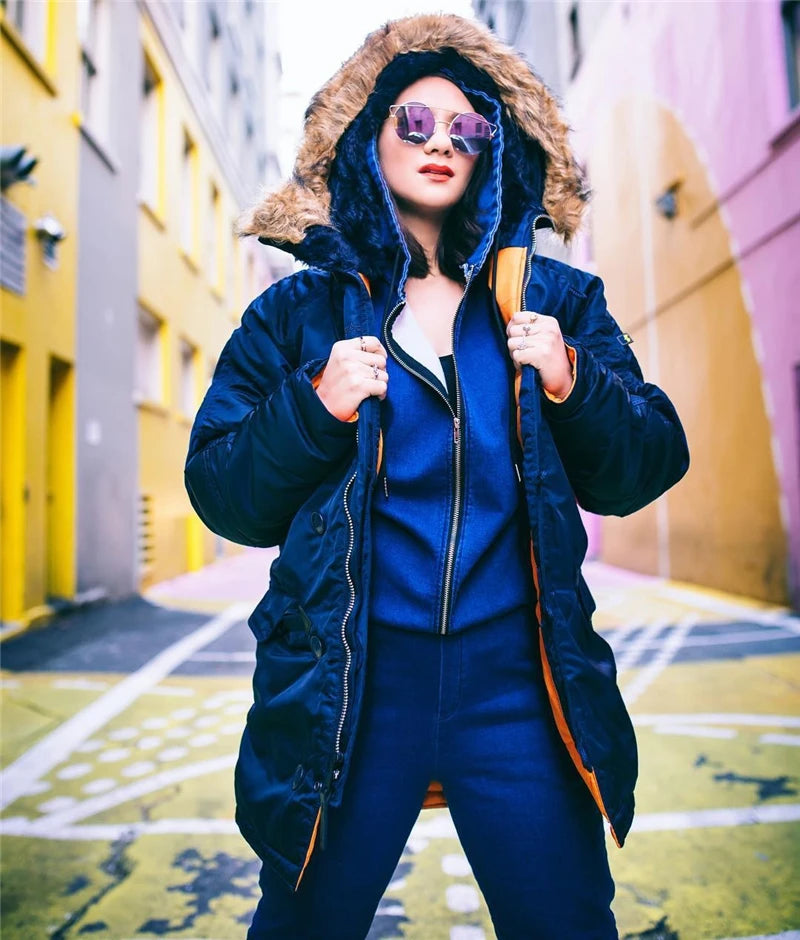 2025 Winter N3B puffer men long Куртка аляска coat military fur hood warm tactical bomber army korean thick parka