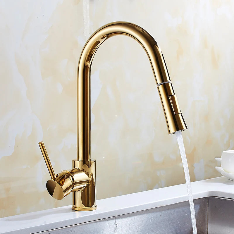 Pull Out Kitchen Faucets Silver Single Handl Gold Kitchen Faucet Sink Tap Single Hole Rotating Water Mixer Tap Mixer Tap