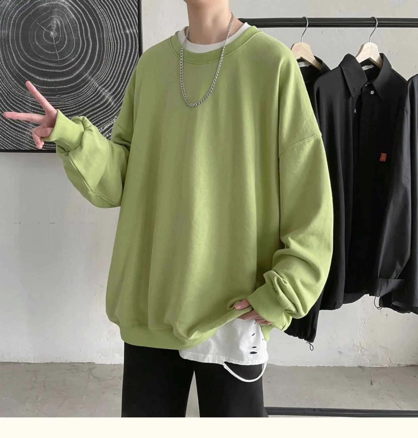 2025 Hoodies Sweatshirt Mens Black White Hip Hop Punk Pullover Streetwear Casual Fashion Clothes Mens Oversized Korean Harajuku