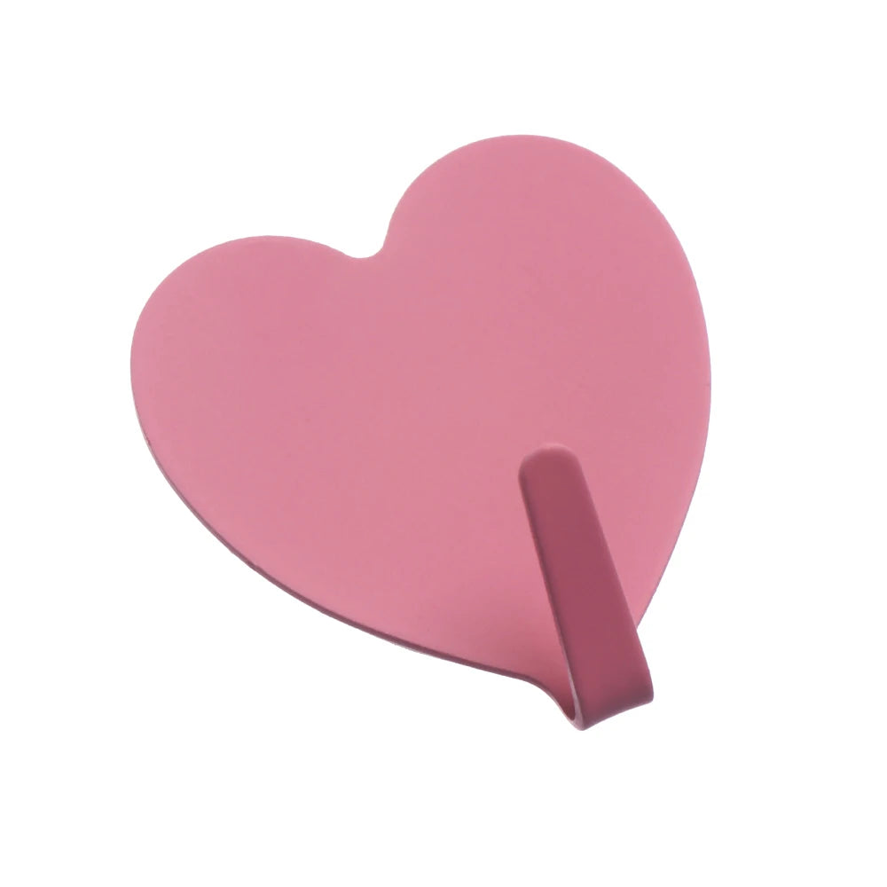 1pc Metal Heart-shaped  Cartoon Chef Shape Strong Adhesive Paste Wall Bearing Kitchen Hook No Trace Waterproof Bathroom Supplies