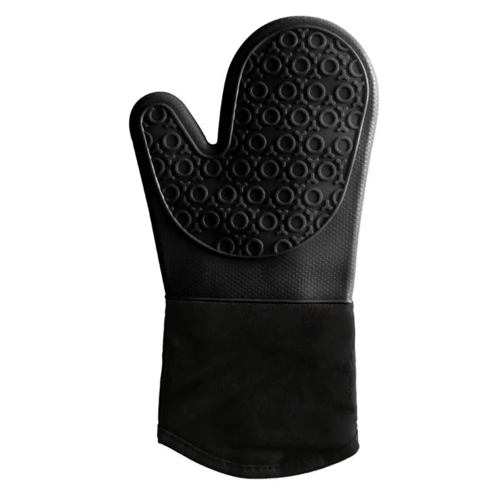 Non-Slip Silicone Oven Mitt Waterproof Heat Resistant Kitchen Gloves Long Cotton Bbq Oven Gloves for Barbecue Cooking Baking