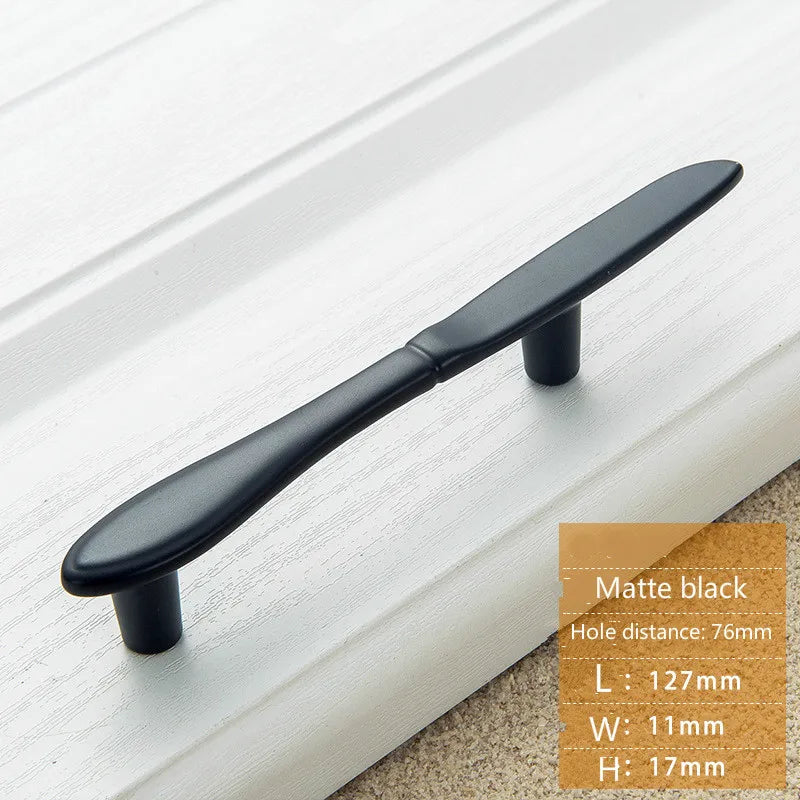 Creative Cutlery Furniture Cabinet Handle Knife And Fork Spoon Black Cupboard Kitchen Knobs Drawer Door Pull 76 Hole Distance