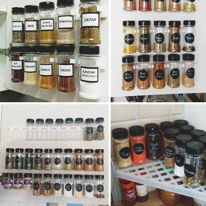 4/10/15/20pcs Spice Jars with Labels Plastic Transparent Spice Bottle Containers for Spice Pepper Salt Cocina Kitchen Spice Jar