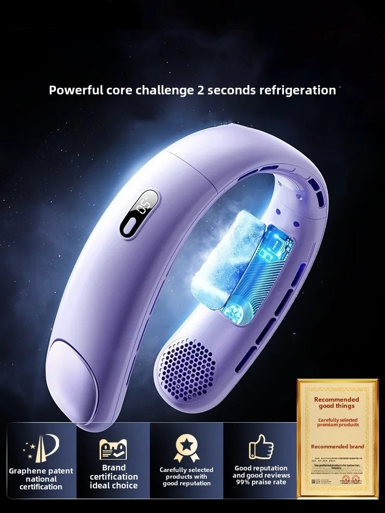 Quiet Battery Operated Bladeless Fan Personal Hands Free Wearable Fans 1800mah , Rechargeable Air Conditioner Cool USB Fans