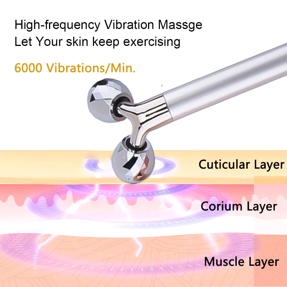 3D Electric Gold Roller Massage Roller Face Lift Beauty Instrument Facial Massager Facial Stick Beauty Skin Care Vibrating Tool