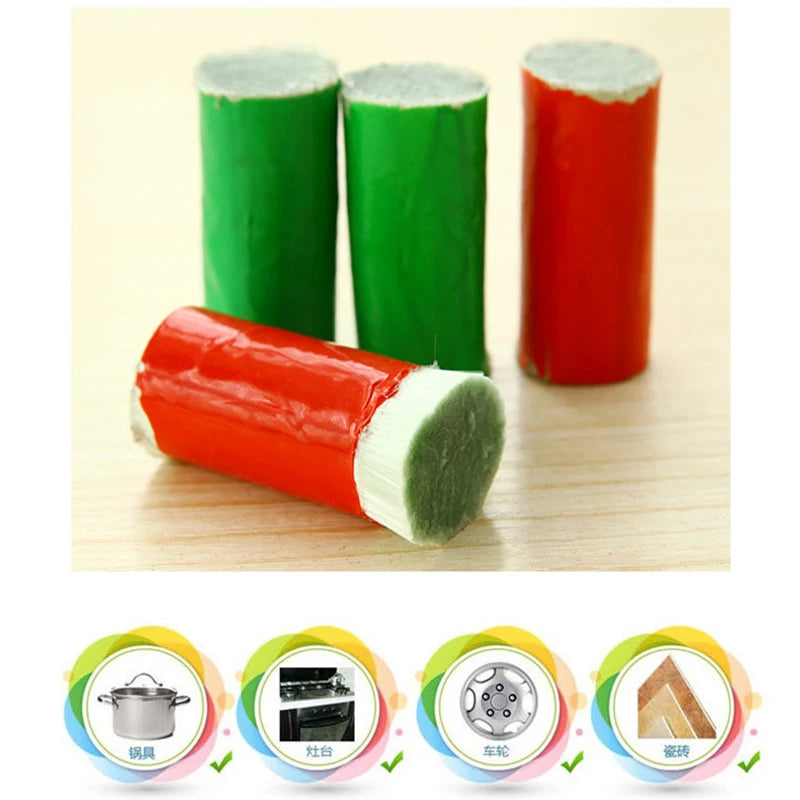1Pcs Magic Stainless Steel Cleaning Brushes Rod Stick Metal Rust Remover Cleaning Stick Wash Brush Pot Useful Kitchen Clean Tool