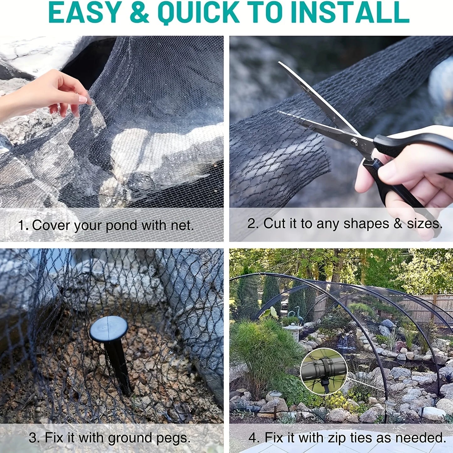 Pond Netting, Pool Net, Anti Bird Net, Garden Net, Mesh Net Cover for Leaves, Pool Leaf Cover Net, Pool Protective Cover Netting